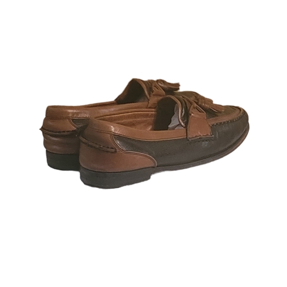 Men Vintage Leather Black And Brown Tassel Loafers By Florsheim Size 9D - Picture 6 of 11